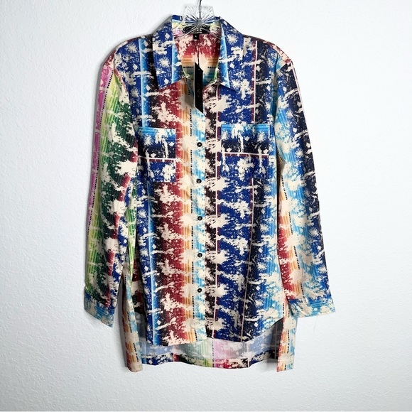 Lucky & Blessed Top Women Large Cactus Embroidered Suede Boho Western Shirt Y - Picture 2 of 7